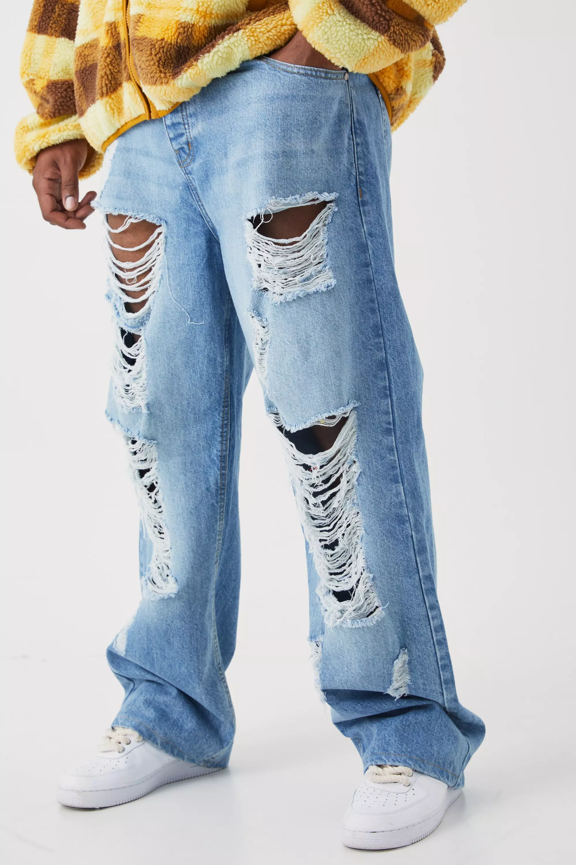 Plus Relaxed Rigid Extreme Ripped Jeans